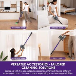 Cordless Vacuum Cleaner, 40KPA/35Mins, Green LED Light, Lightweight Stick Vacuum Self-Standing, Vacuum Cleaners for Home Handheld Vacuum for Pet Hair, Carpet, and Hard Floors, U8 - Image 4