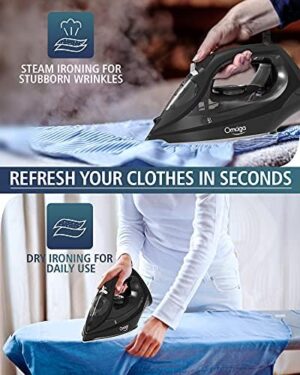 Steam Iron for Clothes, 1500W Clothes Iron with Non-Stick Soleplate, Clothing Iron with 11.84oz Water Tank, Self-Cleaning, Anti-calc Function - Image 7