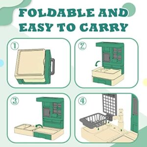 Kitchen Play Set for Kids - 49PCS Pretend Cooking Playset Accessories with Pot and Pan,Dish Rack,Play Sink,Pretend Play Food Toys with Baby&Toddler-Educational Gift for 3 4 5 6 Ages Girls&Boys - Image 6