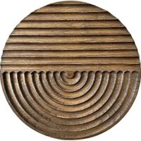 Musanpou Hand-carved Wood Wall Decor featuring Artistic Round Design for Farmhouse and Country-style Interiors | Wall Art Decoration | 11.8 inches x 11.8 inches (brown)