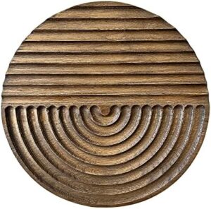 Musanpou Hand-carved Wood Wall Decor featuring Artistic Round Design for Farmhouse and Country-style Interiors | Wall Art Decoration | 11.8 inches x 11.8 inches (brown)