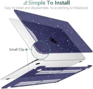 DONGKE for MacBook Air 13 inch Case 2021-2018 Release A2337 M1 A2179 A1932, Bling Plastic Hard Shell Case & Keyboard Cover Only Compatible with MacBook Air 13 inch Retina Fits Touch ID, Starry Blue - Image 3