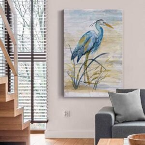 Renditions Gallery Animals Wall Art Abstract Paintings for Decor Rustic Yellow Blue Heron Bird Canvas Artwork Prints for Bedroom Living Room Office Walls - 24"X36" LT15 - Image 5