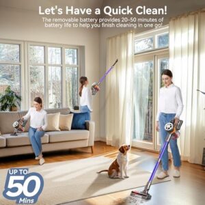 Belife S11 Cordless Vacuum Cleaner, 500W/45Kpa 50Mins Runtime Vacuum Cleaner for Home, Stick Vacuum with Charging Dock Station, Anti-Tangle Lightweight Vacuum for Pet Hair, Carpet, Hardwood Floor - Image 4