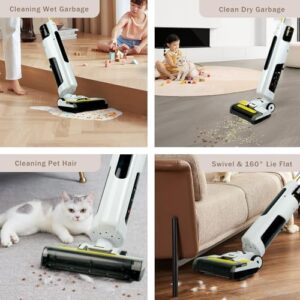 Cordless Wet Dry Vacuum Cleaner for Hard Floors/Carpet, Lightweight Vacuum Cleaner Mop with Self Cleaning, Swivel Steering, LED Display & Voice Assistance, Upright Vacuum for Home - Image 3