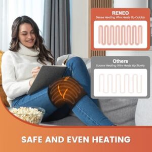 RENEO Electric Heating Pad for Knee Relief, Auto Shut-Off Wearable Knee Warmers Wrap, Elbow Heated Brace with Support, Discomfort Relief Gifts for Dad Mom Elders, 3 Heat Levels, Black - Image 3