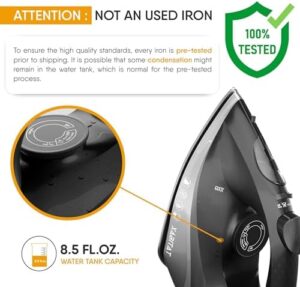 Xabitat Professional 1500W Steam Iron for Clothes with Even Heat Distribution, Ceramic Soleplate, Adjustable & Vertical Steam with Controlle, Self-Cleaning, Anti Drip, Thermal Protection Technology - Image 7