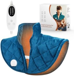 Weighted Heating Pad for Neck and Shoulders and Back, 2.5lb Electric Heat Pad for Pain Relief, Shoulder Heating Pad with 5 Heat Settings, 4 Timer Settings, Valentine's Day Gifts, UL, CE Certification