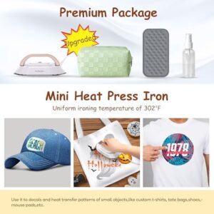 Newbealer Travel Iron with Global Voltage, 100-240V Mini Dry Iron for Clothes (No Steam), Max 300W, 60s Heat Up, 302℉ Non-Stick Ceramic Soleplate, 0.8lbs Ultra-Lightweight (Gold) - Image 9