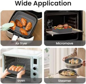 Redfly 2 Pack Air Fryer Liners, 9.3 In Square, Reusable for 5-8.5 QT, Replace Parchment, Silicone Gray&Gray - Image 5