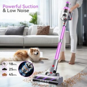 Cordless Vacuum Cleaner, 550W 45Kpa Vacuum Cleaners for Home, Stick Vacuum with Touch Screen, Up to 50 Min, Self-Standing, Lightweight, Rechargeable Cordless Vacuum for Hardwood Floor, Carpet,Pet Hair - Image 4