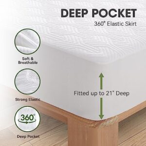 HYLEORY Full Size Waterproof Mattress Protector Viscose Made from Bamboo Cooling Mattress Pad Cover Breathable Soft 3D Air Fabric Noiseless Washable Fitted Sheet with Deep Pocket Up to 21" - Image 6