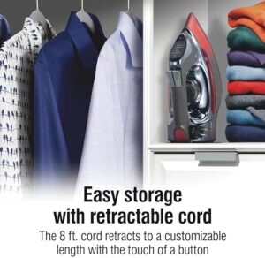 CHI Steam Iron for Clothes with 8’ Retractable Cord, 1700 Watts, 3-Way Auto Shutoff, 400+ Holes, Professional Grade, Temperature Control Dial, Lava Infused Ceramic Soleplate, Black (13113) - Image 6