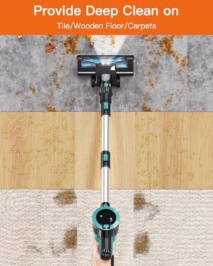 Cordless Vacuum Cleaner, 30Kpa/210W Stick Cordless Vacuum Up to 45 Mins Runtime, 8 in 1 Lightweight Vacuum for Hardwood Floor Carpet Pet Hair - Image 4