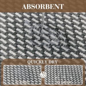 RESARE Non Slip Bath Mat - Machine Washable Bathroom Rugs, Super Absorbent Bath Mat Quick Dry Bathroom Mat, Bath Rugs Ultra Soft Rugs for Bathroom Floor, 17"x24" Dark Grey - Image 3