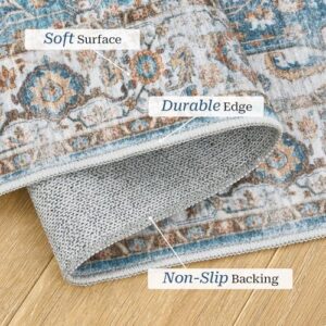 Madane Runner Rug 2x8, Washable Hallway Runner Rugs, Non-Slip Low-Pile Soft Kitchen Rug Runner Laundry Room Rug, Vintage Throw Entry Foyer Mat for Entrance Living Room (Navy, 2 x 8) - Image 3