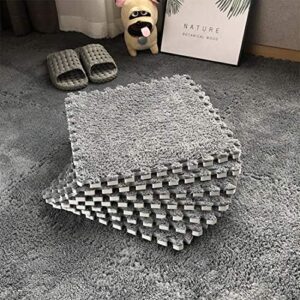 Interlocking Carpet Shaggy Soft EVA Foam Mats Fluffy Area Rugs Protective Floor Tiles Exercise Play Mat for Children Kids Room Home Parlor Bedroom (12 pcs, Gray) - Image 3