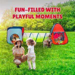 Kiddey Tunnel and Ball Pit Play Tent | 3pc Pop Up Toddler Gym Tunnels with Tents for Kids, Toddlers, Infants Boys & Girls | Indoor & Outdoor Gift Game | Baby Crawling Pits for Playground - Image 7
